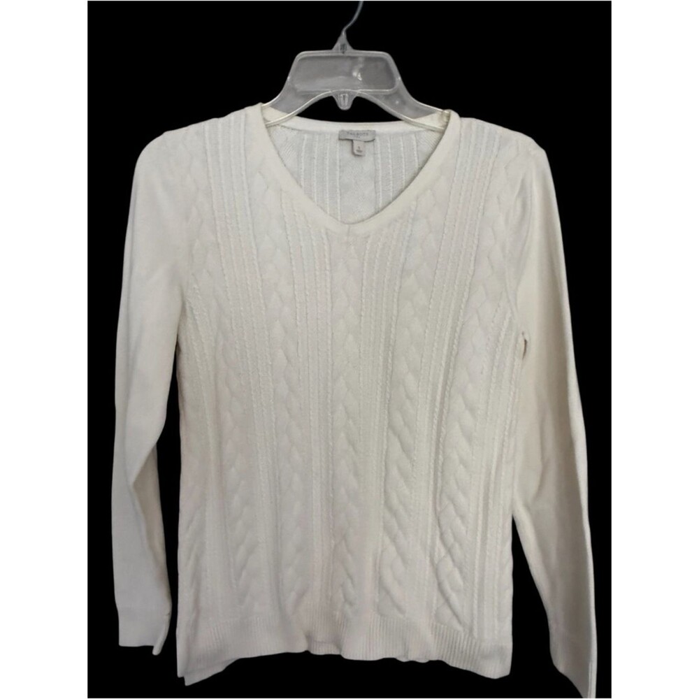 Talbots Cream Cable-Knit Crewneck Sweater